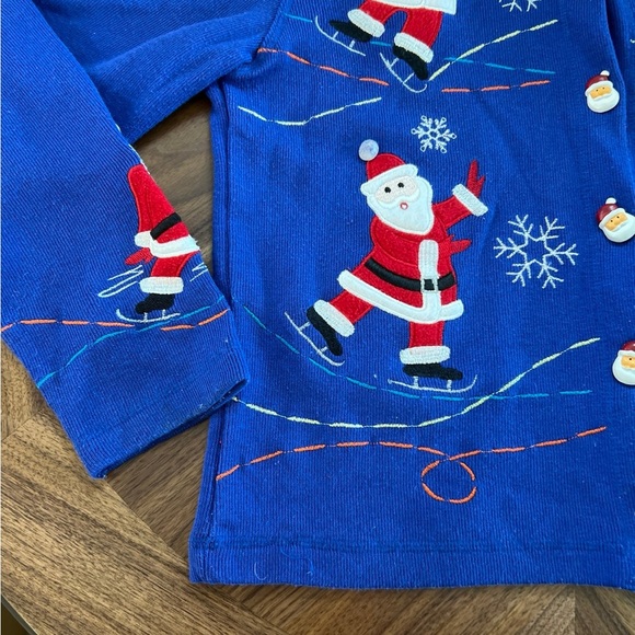 Blue Santa Christmas Sweater/Cardigan with Santa Buttons - Picture 4 of 8